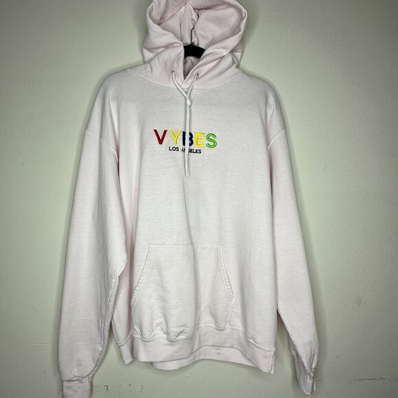 RARE Saint Luis NYC Light Pink Sweatshirt Hoodie VYBES Los Angeles David Bowie M - Picture 1 of 16